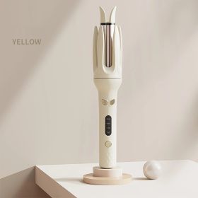 Automatic Hair Curler, 28mm Barrel, 4 Temperature Modes, Negative Ion Generator, Smart Timer And Sensor, Auto Off For Safety (Color: Yellow)
