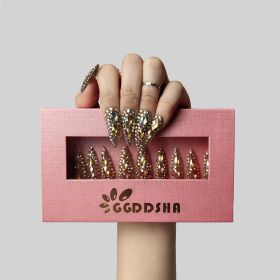 GGddsha Full Diamond Medium Almond Press On NailsReusable PMMA Acrylic Handmade Nails Full Deluxe 3DCrystal Fake Nails W Box Gift For Women,Crown (Option: L)