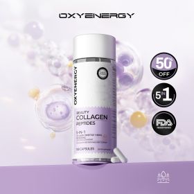 Oxyenergy Tri-Peptide Advanced Marine Collagen Capsules, 1100mg Per Serving, Rapid Absorption, 5-in-1 Formula For Skin,Hair&Nails,180 Capsules Bo (Option: 1PCS)