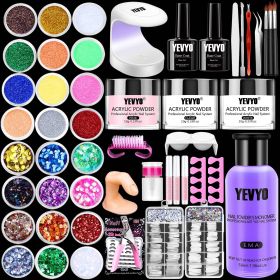 Professional 24 Color Glitter Acrylic Nail Powder And Liquid Monomer Set (Option: 24Colors)